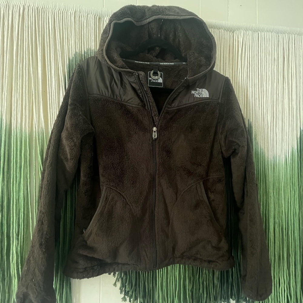 The North Face Brown Teddy Jacket Fleece Zip-Up Fuzzy Cover up Sweater S/P NWOT